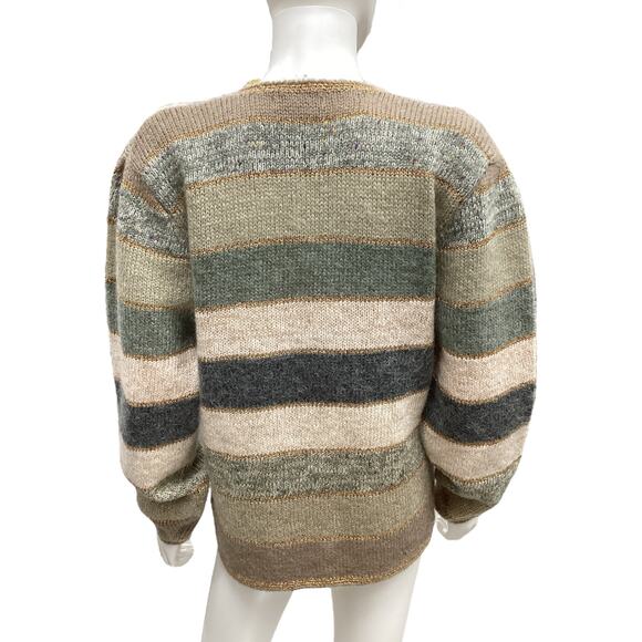 VTG Caren Charles Cardigan Women’s Size L 80’ Buttons Gold Thread Flower Motif - Picture 4 of 5